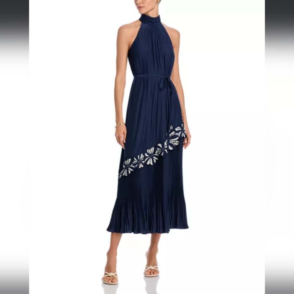 Ramy Brook Eleah Floral Halter Midi Dress - Navy Blue